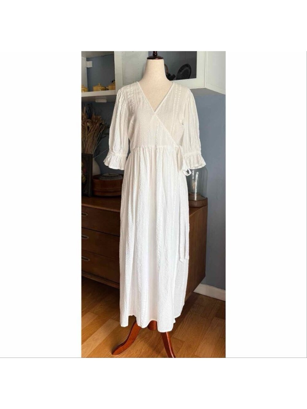 Daughters of India Uma Wrap Maxi Dress White Organic Cotton
